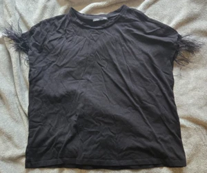 NWOT - Zara - Frayed Sleeves - Black - Size S - T Shirt - Picture 1 of 3