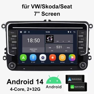 7" CarPlay für VW SKODA SEAT Autoradio mit SWC/RDS GPS Navi WiFi BT 4 Core 2+32G - Bild 1 von 21