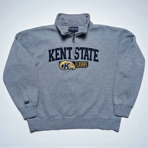 VTG Y2K Kent State Golden Flashes 1/4 Zip Sweatshirt Women's XL Gray Jansport - Picture 1 of 9