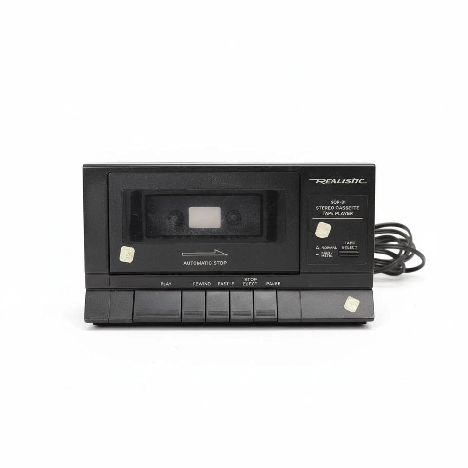 Reproductor de cinta de casete estéreo realista SCP-31 negro RadioShack compacto de colección Foto 1 de 4