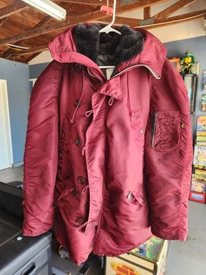 Alpha Industries N-3B Extreme Cold Parka Jacket M Military Dark Red Maroon - Image 1 of 4