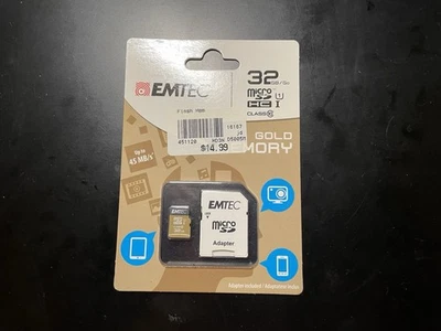 Emtec Gold SDHC 32GB Class 10 Micro Memory Card & Adapter - Image 1 of 2