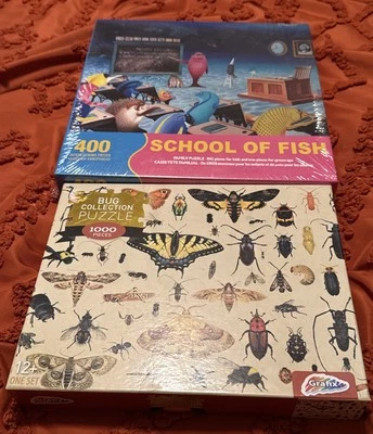 Puzzles Lot of 2  - 400 And 1,000 Piece Jigsaw Puzzles -  Fish & Bug Puzzles - Image 1 of 4