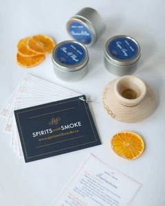 Spirits with Smoke Smoking Saucer Set, Maple Saucer, 3 Wood Chips, 4 Coasters - Picture 1 of 7