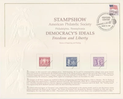 (2) Souvenir Cards B151 '91 APS Stampshow Philadelphia Visitors Center Cancel - Image 1 of 2