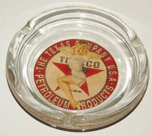 Vintage 1950's Advertising giveaway TEXACO Glass Ashtray Vargas Pinup Girl - Picture 1 of 2