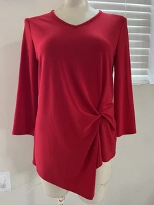 Joseph Ribkoff Women’s 8 Red 3/4 Sleeve Asymmetrical Bottom Top Mint Condition - Picture 1 of 4