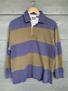 Camisa Polo de Rugby Manga Larga de Colección Años 90 LL Frijol Rayas Bloque de Color Para Hombres L Verde - Imagen 1 de 13