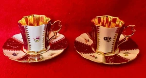 VINTAGE JSK GOLD GUILDED DEMITASSE TASSE UND UNTERTASSE SET Espresso - TSCHECHOSLOWAKEI - Bild 1 von 8
