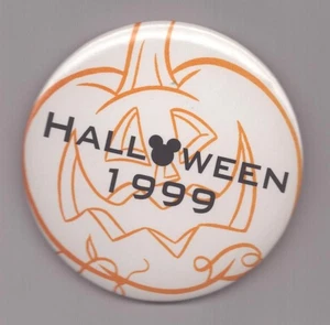 Botón Pinback Disney - Feliz Halloween - 1999 - Calabaza Naranja - Orejas Mickey - Imagen 1 de 2