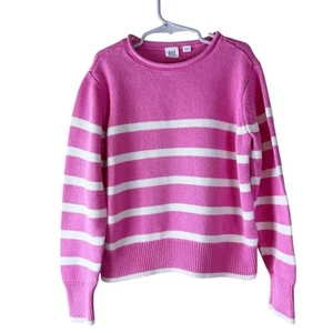 GAP KIDS Roll Neck Pink Stripe Sweater Sz 10 Girls - Picture 1 of 7