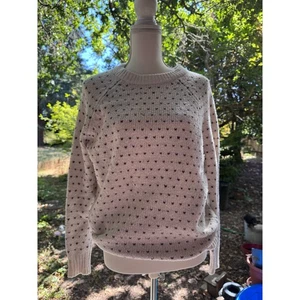 AERIE Aeropostale Womens XS White Black Polka Dots Sweater Cottagecore Bookworm - Picture 1 of 5