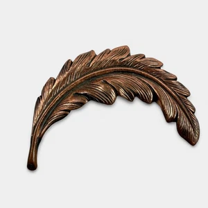 Vintage Copper-Toned Feather Brooch Pin - Picture 1 of 7