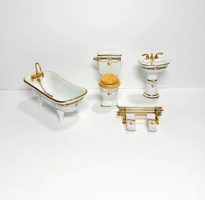 Reutter Porcelain “Victoria”dollhouse miniature 1/12 Scale  bathroom set - Image 1 of 4