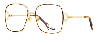 New CHLOE CH0147O 002 56mm Gold Brown Havana Oversized Eyeglasses Frames Italy - Image 1 of 3
