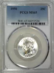 1950 P Washington Silver Quarter PCGS MS65 Blast White Frosty Luster PQ #H962A - Picture 1 of 4