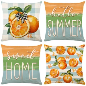 4 PCS Summer Pillow Covers Oranges Sweet Fruit Home Sofa Cushion Covers - Picture 1 of 6