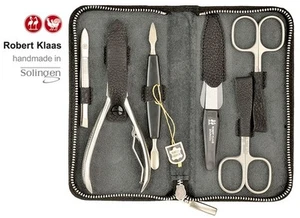 ROBERT KLAAS HANDMADE NAIL & CUTICLE SCISSORS 7 MANICURE SET CASE / LEATHER - Picture 1 of 1