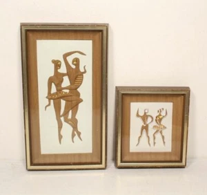 2 Vintage Relief Sculptures Carved Wood Swan Dancers Ballet Dancers - Picture 1 of 12