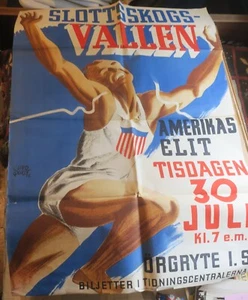 Original 1935 Pre-Berlin Olympics Swedish Track And Field Poster,"Amerikas Elit" - Picture 1 of 9
