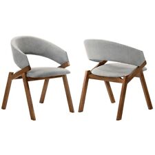 Armen Living Talulah 19" Wood Dining Side Chairs in Gray/Walnut (Set of 2)