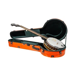 Estuche para banjo de fibra de vidrio Crossrock se adapta a estilos de resonador de 5 cuerdas - bloqueo TSA - naranja - Imagen 1 de 5