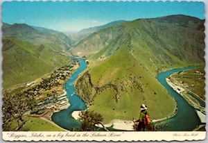 Postkarte Vintage Continental Chrome Riggins Salmon River Idaho ID Luftaufnahme - Bild 1 von 3