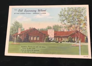 Cartolina Hinsdale, Illinois OLD SPINNING WHEEL ristorante Roadside Linen c1940s - Foto 1 di 2