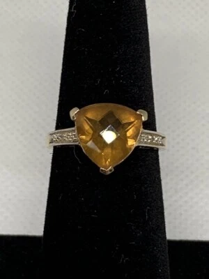 Vintage Yellow Tourmaline and Diamond Ring Size 6.5 - Image 1 of 4