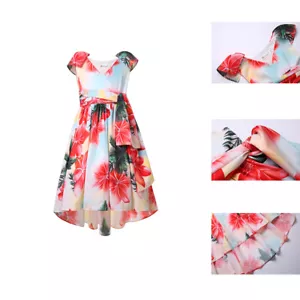 Summer Girls Floral Dress Size 3 4 5 6 8 10 12 14 Years Hawaiian Dress for Girls - Picture 1 of 14