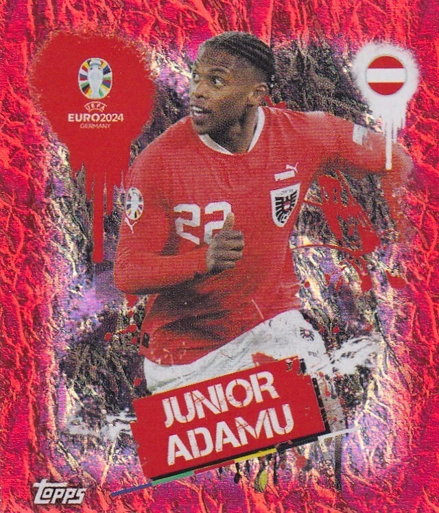 Topps UEFA Euro 2024 Sticker Swiss Edition AUT 3 Junior Adamu Artist Holo Foil