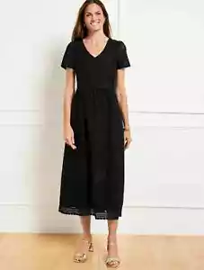 Guipure Lace Fit & Flare Dress at Talbots, NWT $229, color BLACK - Picture 1 of 1
