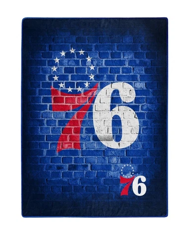 Philadelphia 76ers Street Design Plush 60" by 80" Twin Raschel Blanket - NBA Cover