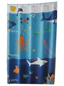 Pillowfort Ocean Fish Fabric Shower Curtain, Octopus & Sea Life Pattern Bath - Picture 1 of 2