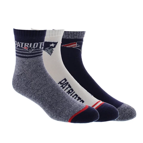New England Patriots Socks 3 Pack Quarter Length NFL Football Men Shoe Sz 7-12 Cover
