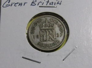 1937 Great Britain Six Pence 50% Silver #7 KM#852 - XF - Picture 1 of 4