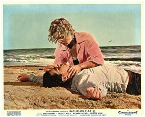 Bachelor Flat Original Lobby Card Richard Beymer Tuesday Weld wet on the beach