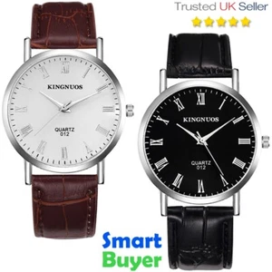 Men's Ultra Thin Slim Formal Casual Smart Leather Analog Quartz Wrist Watch Gift - Picture 1 of 11