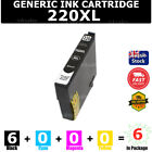 6X Generic 220Xl 220 Black Ink Cartridge For Epson Wf2660 Wf2750 Xp320 Xp324