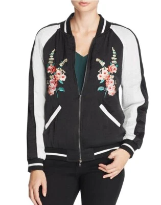 Chaqueta de bombardero Aqua para mujer XS bordada universitaria/crebilla completa/floral japonesa $98 Foto 1 de 4