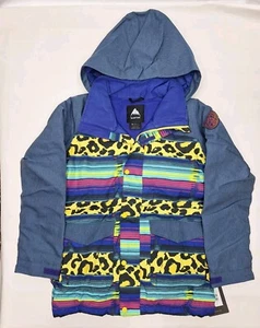 Burton Girls Elstar Snowboard Jacket Light Denim/Leopardy Cat Extra Large - Picture 1 of 6