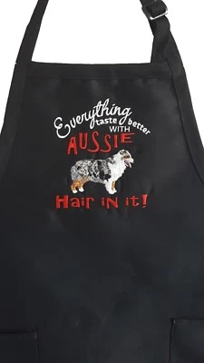 Australian Shepherd Dog Embroidered Apron for Cooking BBQ Crafts Grooming Chef - Image 1 of 4