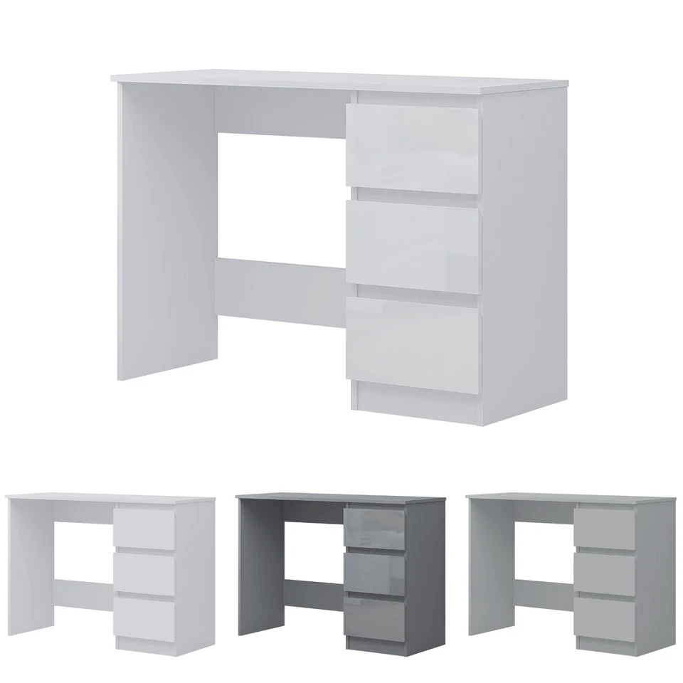 3 Drawers Home Office Dressing Table Desk Bedroom Furniture White or Grey - Image 1 of 1