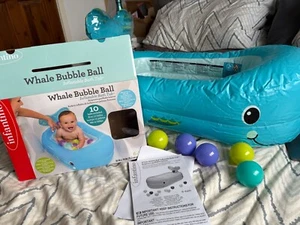 USED ONCE Infantino Inflatable Baby Bath Whale Balls Baby Toddler 6-24M Travel - Picture 1 of 9