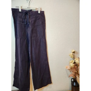 Vince 100% Leinen Hose weites Bein Kordelzug Taille Freizeithose XS marine blau - Bild 1 von 6
