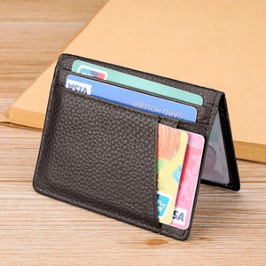 Men's Wallet Leather Card Holder Bifold Driver License Cover Purse Front Pocket - Picture 1 of 7