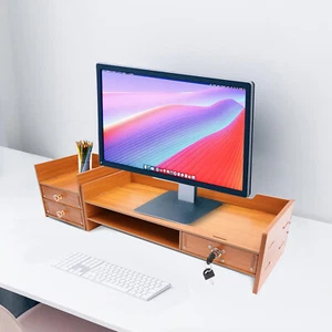 Holz Schreibtisch Organizer mit Schubladen Bürobedarf Computer Schreibtisch Tischplatte - Bild 1 von 20
