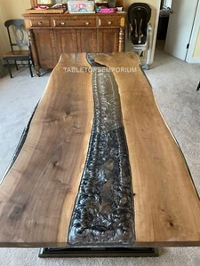 River Style Epoxy Resin Acacia Wood Dinning Table Top Epoxy Table Top Sofa Table - Picture 1 of 8