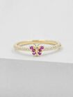 1Ct Round Natural Ruby Butterfly Minimal 14K Solid Yellow Gold Engagement Ring
