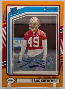 ๐2024 Donruss Rated Rookie Orange Isaac Guerendo Auto San Francisco 49ers๐ - Picture 1 of 2